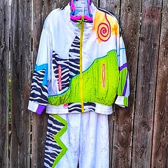 Vintage Jackets & Blazers - Vintage '80's Track Suit, like so totally rad! L